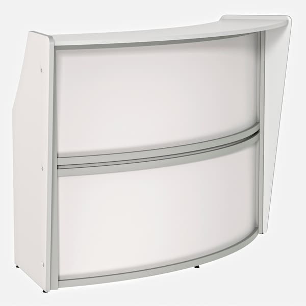 Curved Reception Desk with Counter, 72 inW x 32 inD x 46 inH, Gray/White